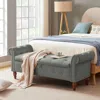 Agaile Velvet Multifunctional Storage Rectangular Sofa Stool - Grey In Gray