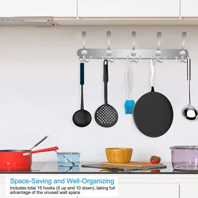 Agaile Wall Mount Coat Hook 15 Hooks Stainless Steel Clothes Hangers Rack Robe Hat Towels Hook Coat Rack Ho In Silver