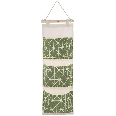 Agaile Wall Mounted Storage Bag Door Closet Hanging Storage Bag Organizer Waterproof 3 Pockets Pouch In Green