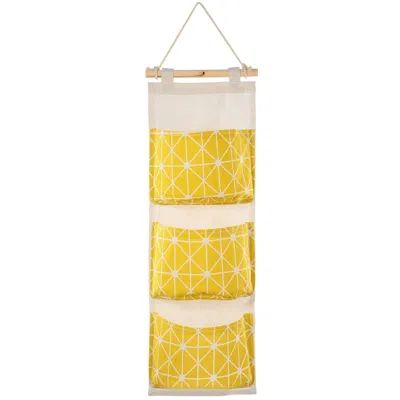 Agaile Wall Mounted Storage Bag Door Closet Hanging Storage Bag Organizer Waterproof 3 Pockets Pouch In Yellow