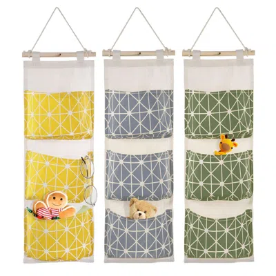 Agaile Wall Mounted Storage Bag Door Closet Hanging Storage Bag Organizer Waterproof 3 Pockets Pouch In Multi