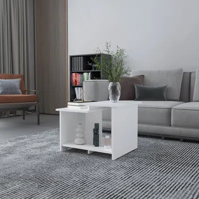 Agaile White Coffee Table With Open Storage