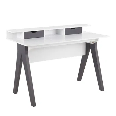 Agaile Wishbone Contemporary Desk In Grey And White Wood By In Gray