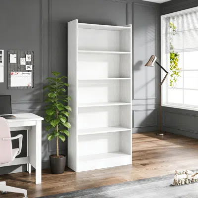 Agaile Wood Bookcase, Tall Bookshelf With 6-tier Open Storage Shelves In White