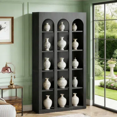 Agaile Wood Bookshelf, 5-tier Rustic Bookcase Display Storage Shelving Unit In Gray