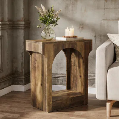 Agaile Wood End Table, 2-tier Side Table With Storage Space In Brown