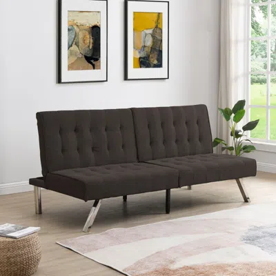 Agaile Wood Frame, Stainless Leg, Futon, Sofa Bed Espresso In Brown