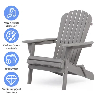 Agaile Wood Lounge Patio Chair For Garden Outdoor Wooden Folding Adirondack Chair Set Of 2 Solid Cedar Wood In Gray
