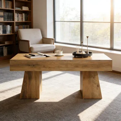 Agaile Wooden Dining Table,rectangular Center Table,spacious Coffee Table In Brown