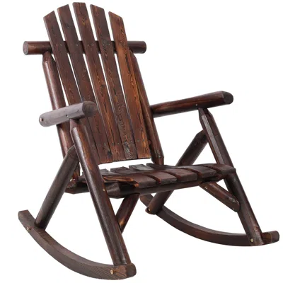 Agaile Wooden Porch Rocker Chair,durable Wooden Porch Rocker Chair,fir Log Rocking Chair,patio Rockers For  In Brown