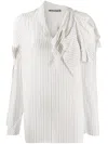 Aganovich Striped Raw Edge Shirt In White