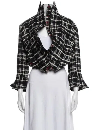 Pre-owned Aganovich Wool Plaid Print Jacket In Black