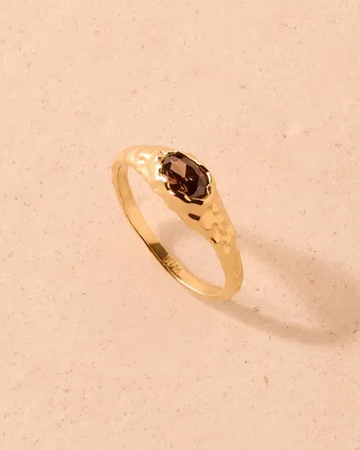 Agapée Maria Mini Brown Ring-m In Gold