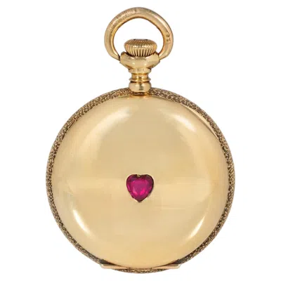 Pre-owned Agassiz Geneva Antique Ruby Heart Pocket Watch Pendant In Multi