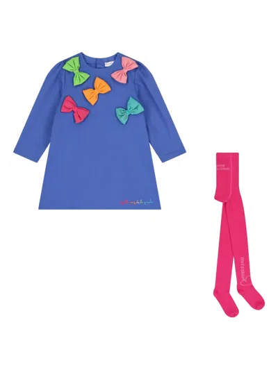 Agatha Ruiz De La Prada Kids' Bow-detail Dress Set (set Of Two) In Blue