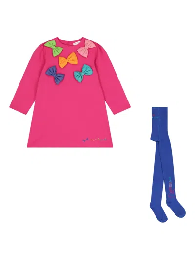 Agatha Ruiz De La Prada Kids' Bow-detail Dress Set (set Of Two) In Pink