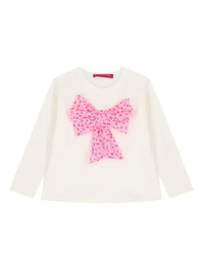 Agatha Ruiz De La Prada Kids' Bow Long-sleeve T-shirt In White