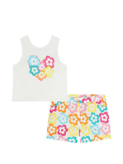 Agatha Ruiz De La Prada Kids' Floral Heart Baby Shorts Set In Multi