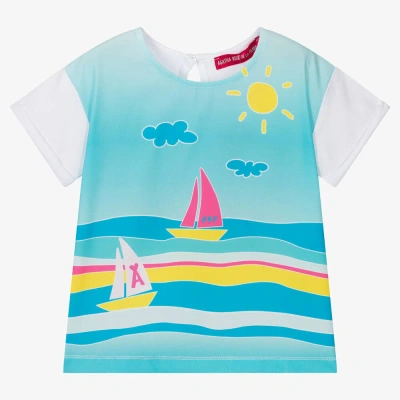 Agatha Ruiz De La Prada Kids'  Girls Blue & White Boat Print T-shirt