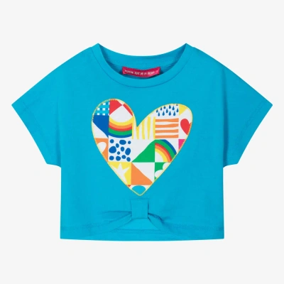 Agatha Ruiz De La Prada Kids'  Girls Blue Cotton Abstract Heart T-shirt