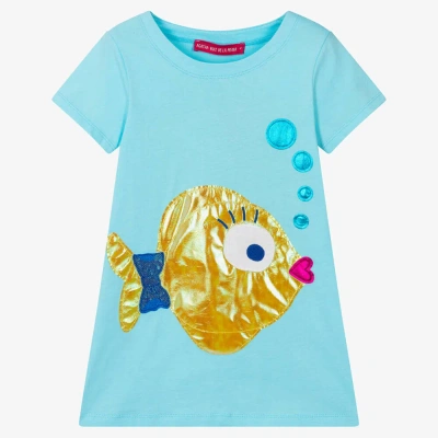 Agatha Ruiz De La Prada Kids'  Girls Blue Cotton Dress