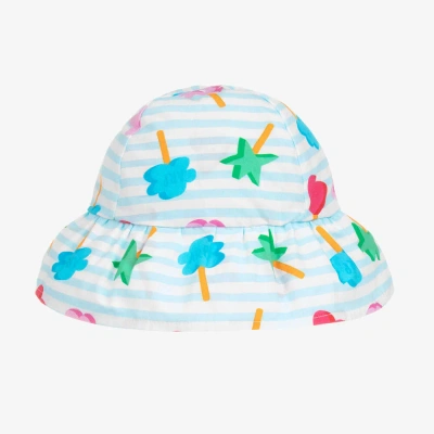 Agatha Ruiz De La Prada Kids'  Girls Blue Stripe Cotton Lollipop Hat