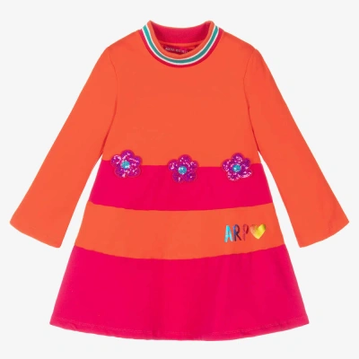 Agatha Ruiz De La Prada Kids'  Girls Orange Cotton Sequin Flower Dress