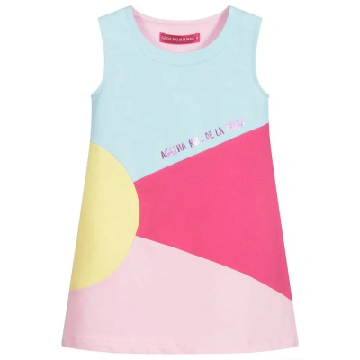 Agatha Ruiz De La Prada Kids'  Girls Pink Cotton Colour Block Dress