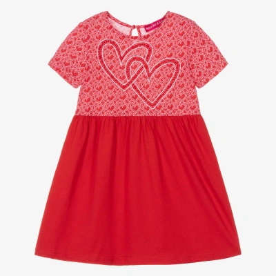 Agatha Ruiz De La Prada Kids'  Girls Red & White Cotton Heart Dress