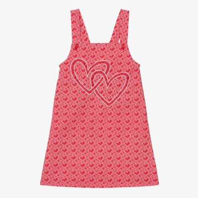 Agatha Ruiz De La Prada Kids'  Girls Red Cotton Heart Print Dress