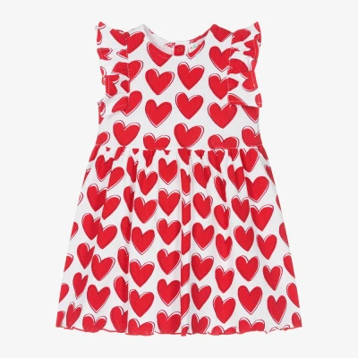 Agatha Ruiz De La Prada Kids'  Girls Red Cotton Heart Ruffle Dress