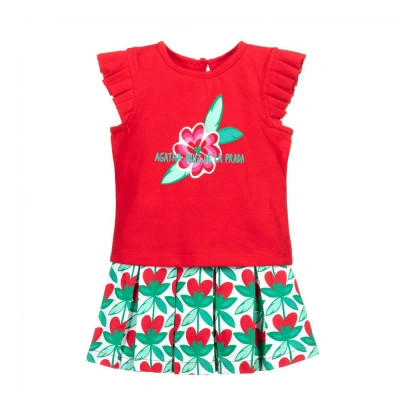 Agatha Ruiz De La Prada Babies'  Girls Red Cotton Top & Skirt Set