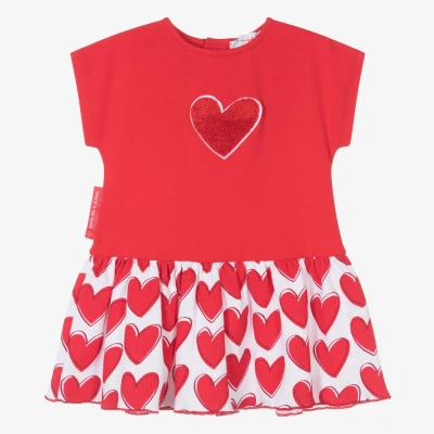 Agatha Ruiz De La Prada Kids'  Girls Red Heart Print Cotton Dress