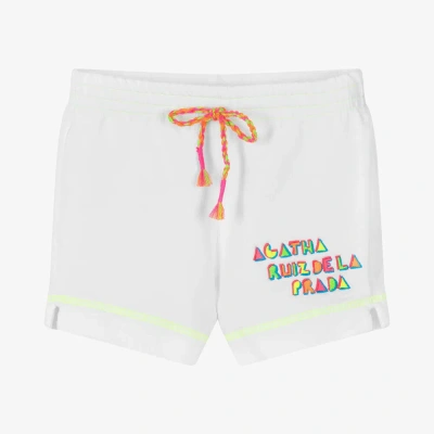 Agatha Ruiz De La Prada Kids'  Girls White Cotton Jersey Shorts