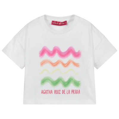 Agatha Ruiz De La Prada Kids'  Girls White Cropped Logo T-shirt