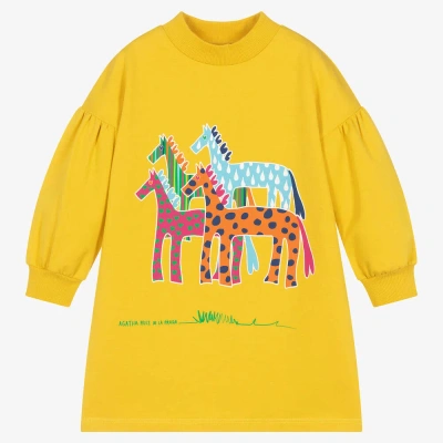 Agatha Ruiz De La Prada Kids'  Girls Yellow Cotton Sweatshirt Dress