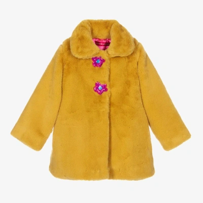 Agatha Ruiz De La Prada Babies'  Girls Yellow Faux Fur Coat