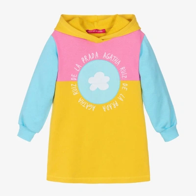 Agatha Ruiz De La Prada Babies'  Girls Yellow Hooded Sweatshirt Dress