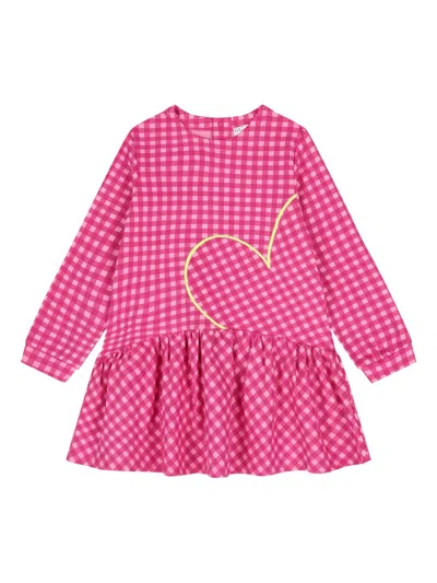 Agatha Ruiz De La Prada Kids' Heart Checkered Dress Set In Pink