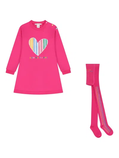 Agatha Ruiz De La Prada Kids' Heart-print Dress Set (set Of Two) In Pink