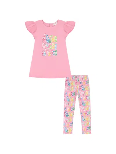 Agatha Ruiz De La Prada Kids' Patterned Leggings Set In Pink