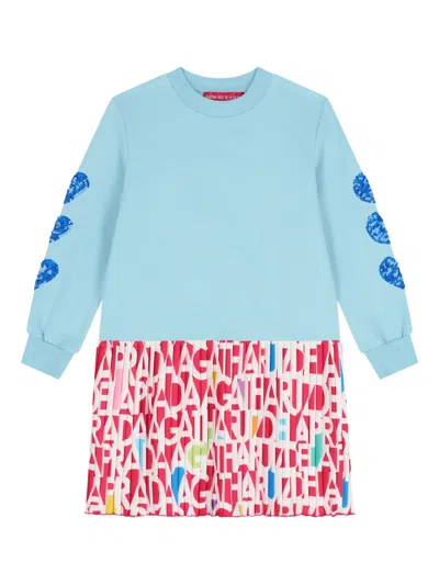 Agatha Ruiz De La Prada Kids' Pleated Dress In Blue