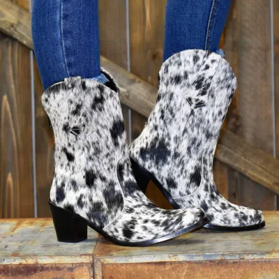 Agave Sky Women's Salt & Pepper Cowhide Bootie In Black And White In Multi