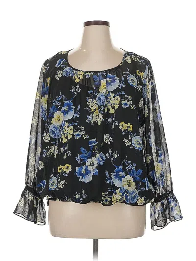 Pre-owned Agb 3/4 Sleeve Blouse In Black