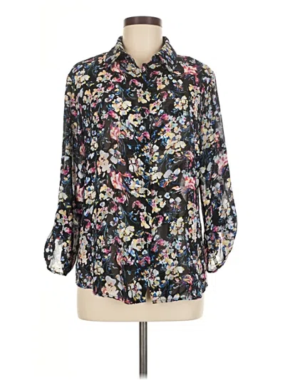 Pre-owned Agb 3/4 Sleeve Blouse In Black