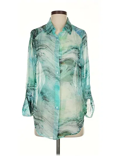 Pre-owned Agb 3/4 Sleeve Blouse In Blue