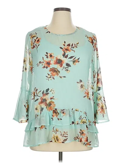 Pre-owned Agb 3/4 Sleeve Blouse In Blue