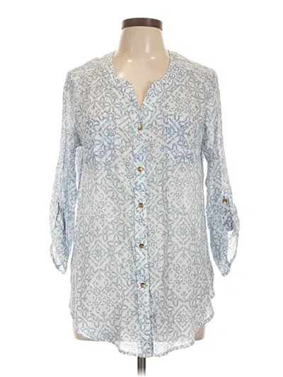 Pre-owned Agb 3/4 Sleeve Blouse In Blue