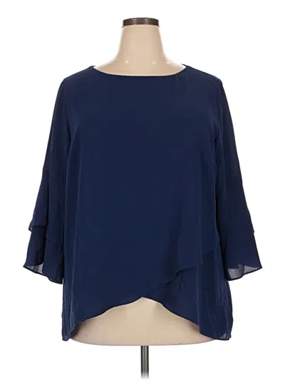 Pre-owned Agb 3/4 Sleeve Blouse In Blue