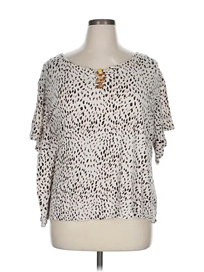 Pre-owned Agb 3/4 Sleeve Blouse In Brown